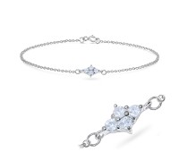 CZ Setting on Flower Silver Bracelet BRS-572